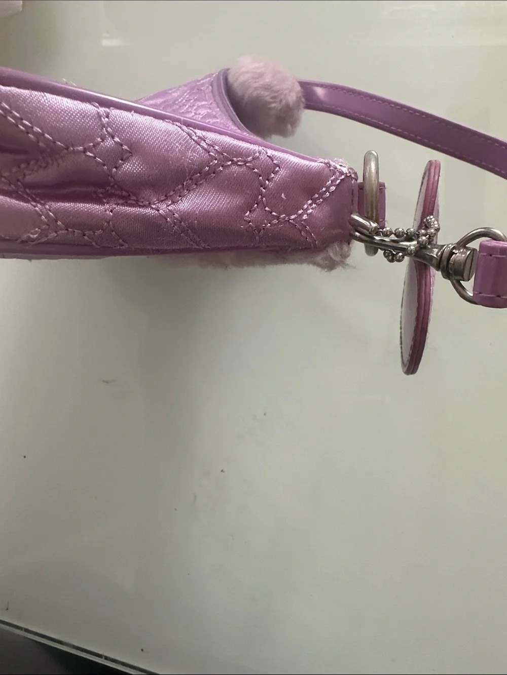 Kids Plush Quilted Heart Shoulder Bag - Lavender